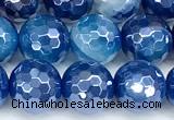 CAA5992 15 inches 8mm faceted round AB-color line agate beads