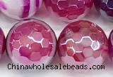 CAA5997 15 inches 10mm faceted round AB-color line agate beads