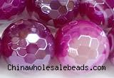 CAA5998 15 inches 12mm faceted round AB-color line agate beads