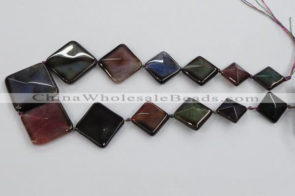 CAA600 20*20mm – 40*40mm faceted diamond dragon veins agate beads