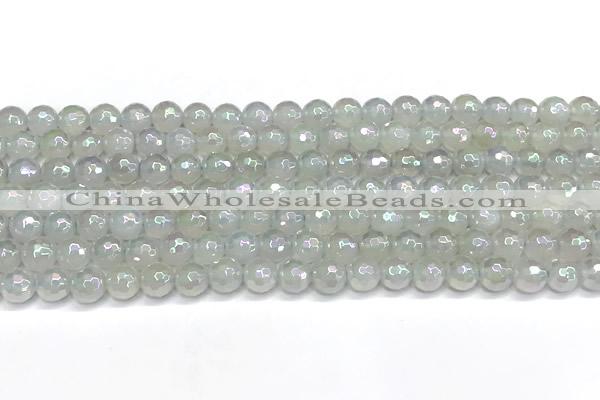 CAA6034 15 inches 6mm faceted round AB-color white agate beads