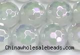 CAA6036 15 inches 10mm faceted round AB-color white agate beads
