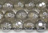 CAA6038 15 inches 6mm faceted round AB-color grey agate beads