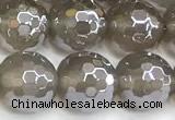 CAA6040 15 inches 10mm faceted round AB-color grey agate beads