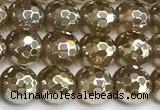 CAA6046 15 inches 6mm faceted round AB-color yellow agate beads