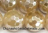 CAA6053 15 inches 12mm faceted round AB-color yellow agate beads