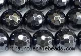 CAA6059 15 inches 8mm faceted round AB-color black agate beads