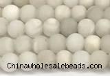 CAA6075 15 inches 4mm round matte white crazy lace agate beads