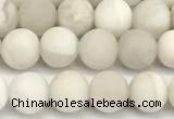 CAA6076 15 inches 6mm round matte white crazy lace agate beads