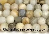 CAA6080 15 inches 4mm round matte bamboo leaf agate beads
