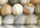 CAA6081 15 inches 6mm round matte bamboo leaf agate beads