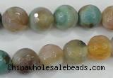 CAA719 15.5 inches 12mm faceted round fire crackle agate beads