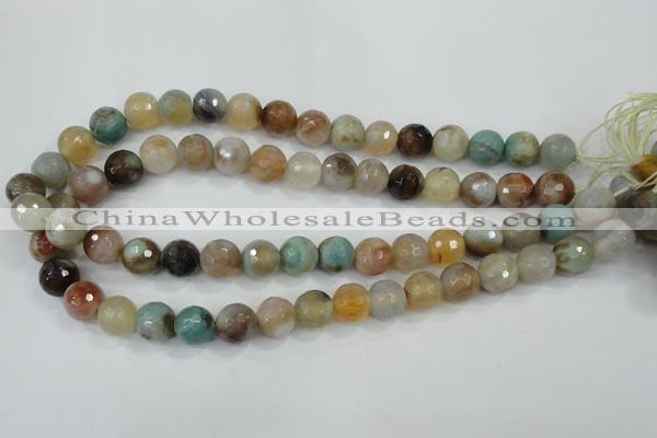 CAA719 15.5 inches 12mm faceted round fire crackle agate beads