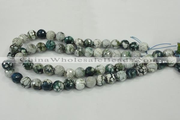 CAA720 15.5 inches 12mm faceted round fire crackle agate beads