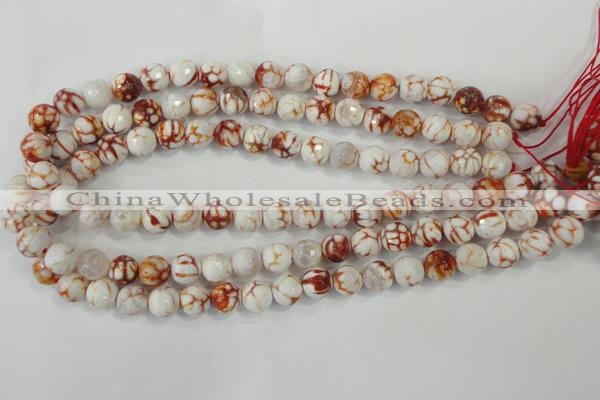 CAA723 15.5 inches 14mm faceted round fire crackle agate beads