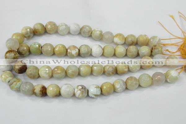 CAA726 15.5 inches 14mm faceted round fire crackle agate beads