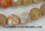 CAA727 15.5 inches 14mm faceted round fire crackle agate beads