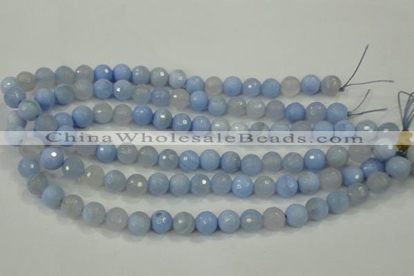 CAA738 15.5 inches 12mm faceted round blue lace agate beads wholesale