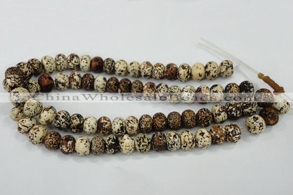 CAA755 15.5 inches 10*14mm rondelle wooden agate beads wholesale