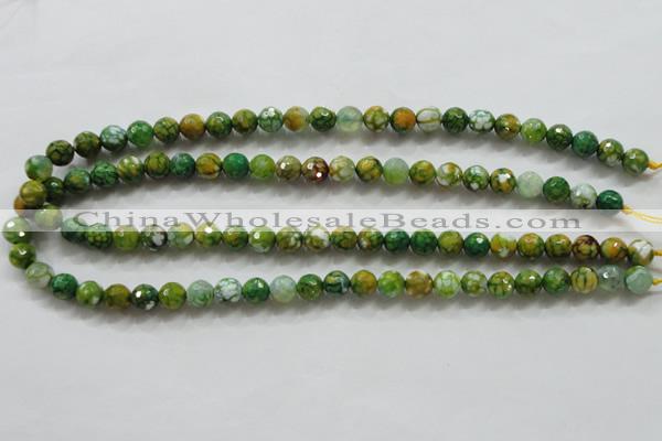 CAA790 15.5 inches 8mm faceted round fire crackle agate beads