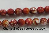 CAA794 15.5 inches 8mm faceted round fire crackle agate beads