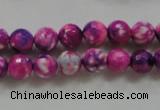 CAA795 15.5 inches 8mm faceted round fire crackle agate beads