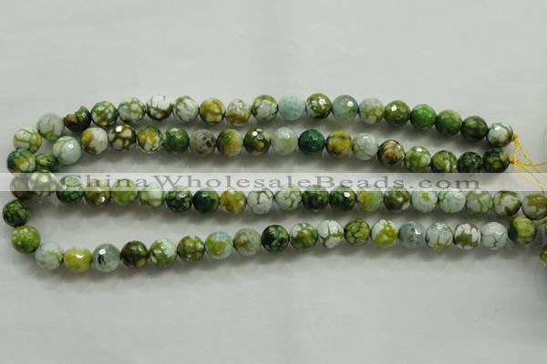 CAA801 15.5 inches 10mm faceted round fire crackle agate beads