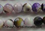 CAA804 15.5 inches 12mm faceted round fire crackle agate beads