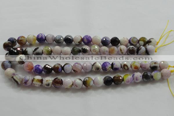CAA804 15.5 inches 12mm faceted round fire crackle agate beads