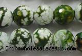 CAA808 15.5 inches 14mm faceted round fire crackle agate beads