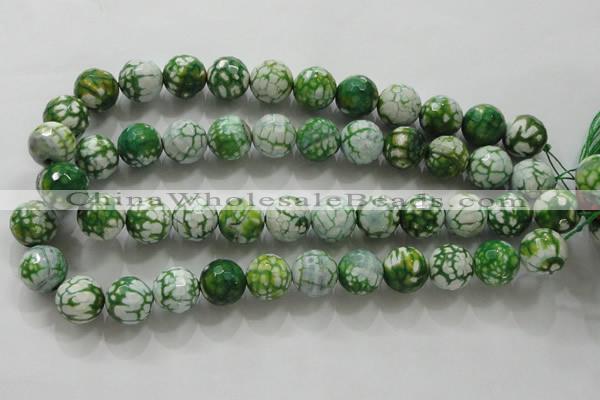 CAA810 15.5 inches 16mm faceted round fire crackle agate beads