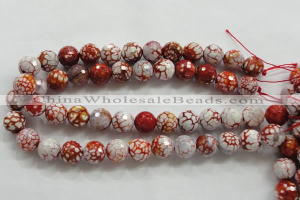 CAA811 15.5 inches 16mm faceted round fire crackle agate beads