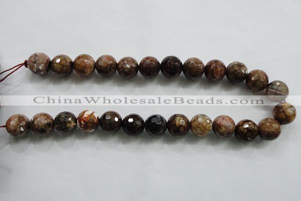 CAA813 15.5 inches 16mm faceted round fire crackle agate beads