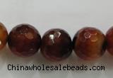 CAA814 15.5 inches 16mm faceted round fire crackle agate beads