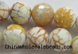 CAA816 15.5 inches 16mm faceted round fire crackle agate beads