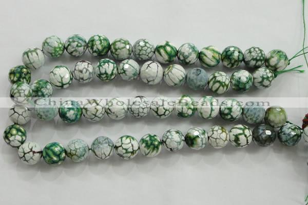 CAA817 15.5 inches 16mm faceted round fire crackle agate beads