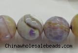 CAA819 15.5 inches 18mm faceted round fire crackle agate beads