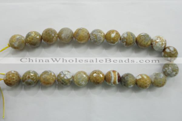 CAA820 15.5 inches 18mm faceted round fire crackle agate beads