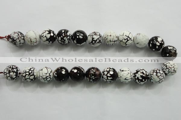 CAA821 15.5 inches 18mm faceted round fire crackle agate beads