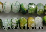 CAA827 15.5 inches 10*14mm faceted rondelle fire crackle agate beads