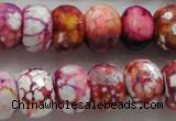 CAA831 15.5 inches 12*16mm faceted rondelle fire crackle agate beads