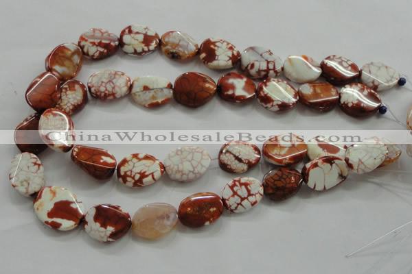 CAA836 15.5 inches 15*20mm twisted oval fire crackle agate beads