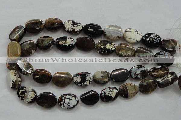 CAA837 15.5 inches 15*20mm twisted oval fire crackle agate beads