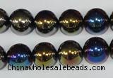 CAA851 15.5 inches 12mm round AB-color black agate beads