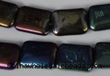 CAA861 15.5 inches 13*18mm rectangle AB-color black agate beads