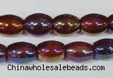 CAA878 15.5 inches 7*14mm rice AB-color red agate beads