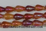 CAA880 15.5 inches 8*12mm teardrop AB-color red agate beads