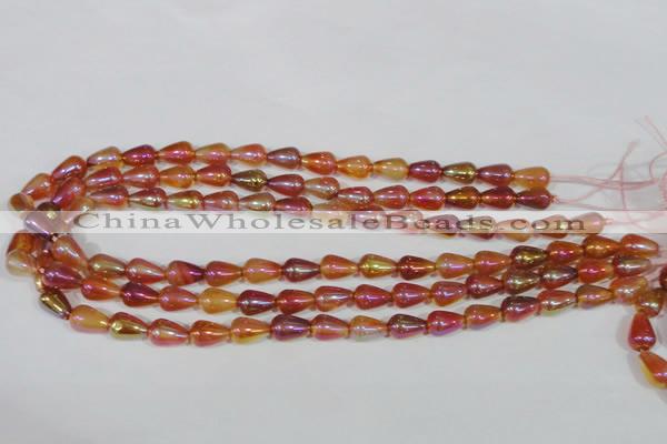 CAA880 15.5 inches 8*12mm teardrop AB-color red agate beads