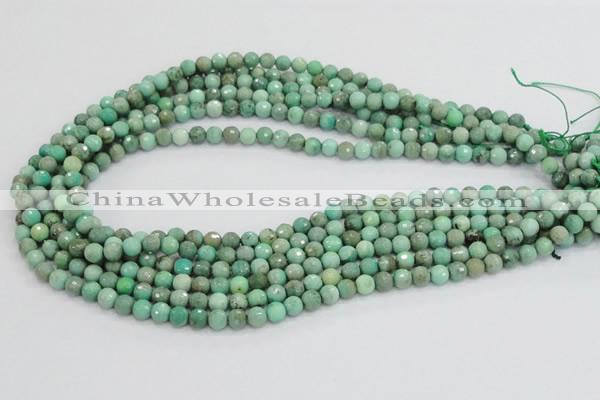 CAB06 15.5 inches 6mm faceted round green grass agate gemstone beads