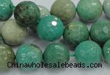 CAB10 15.5 inches 14mm faceted round green grass agate gemstone beads
